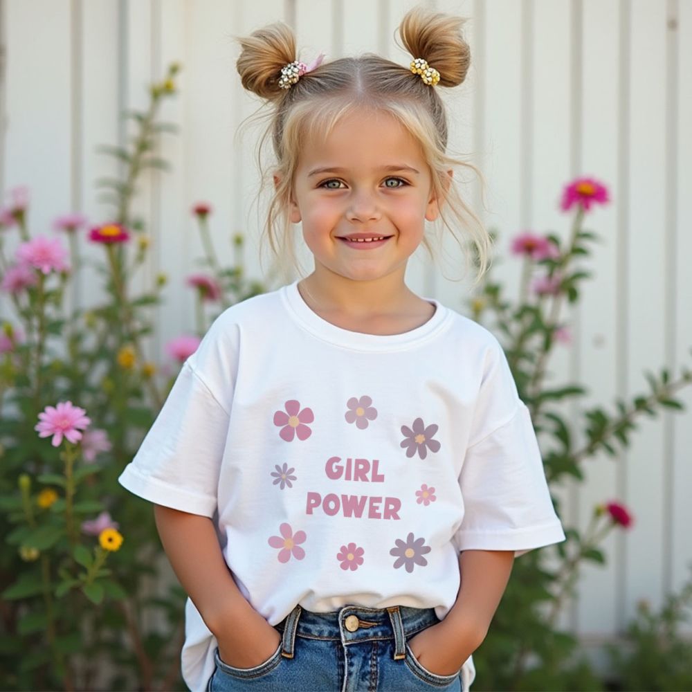 Gepersonaliseerd t-shirt voor kinderen met bloemen en tekst
