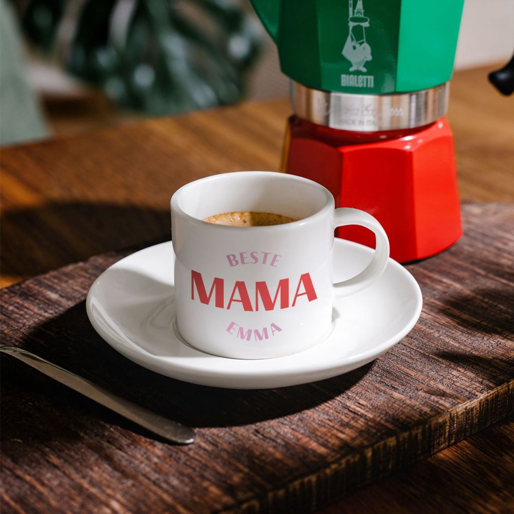 Gepersonaliseerde espresso mok met drie regels