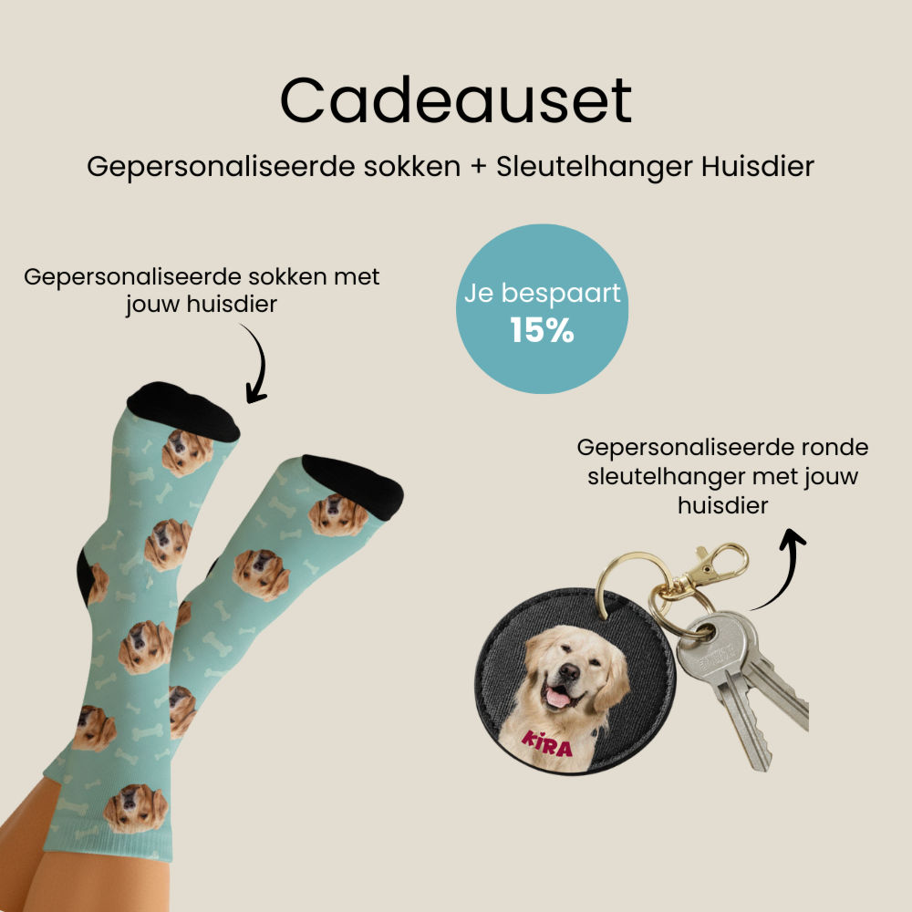 Cadeauset huisdierensokken en sleutelhanger