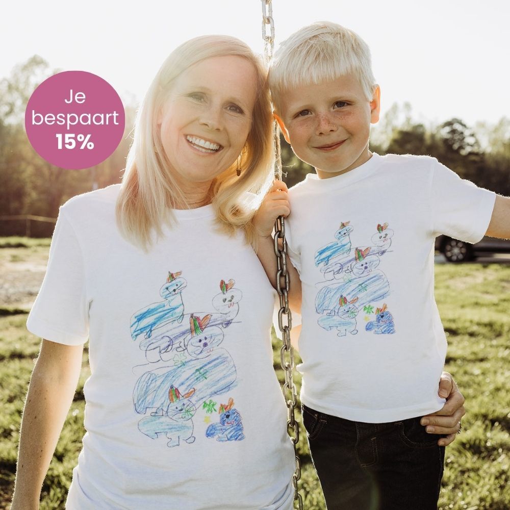 Cadeauset T-shirts met kindertekening