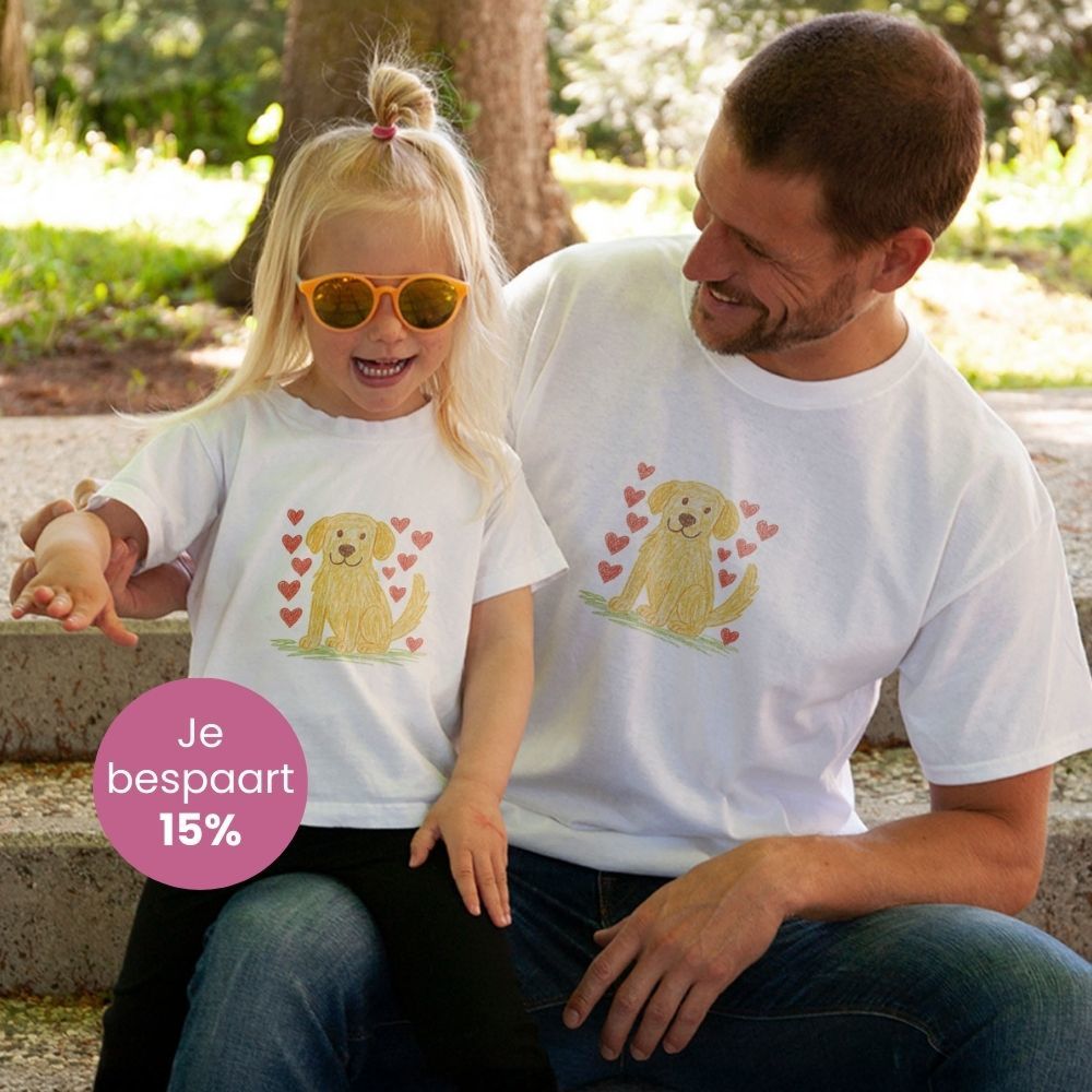 Cadeauset T-shirts met kindertekening