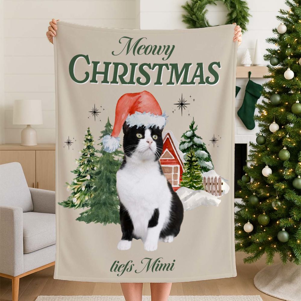 Gepersonaliseerde Bootleg kerstdeken met huisdier