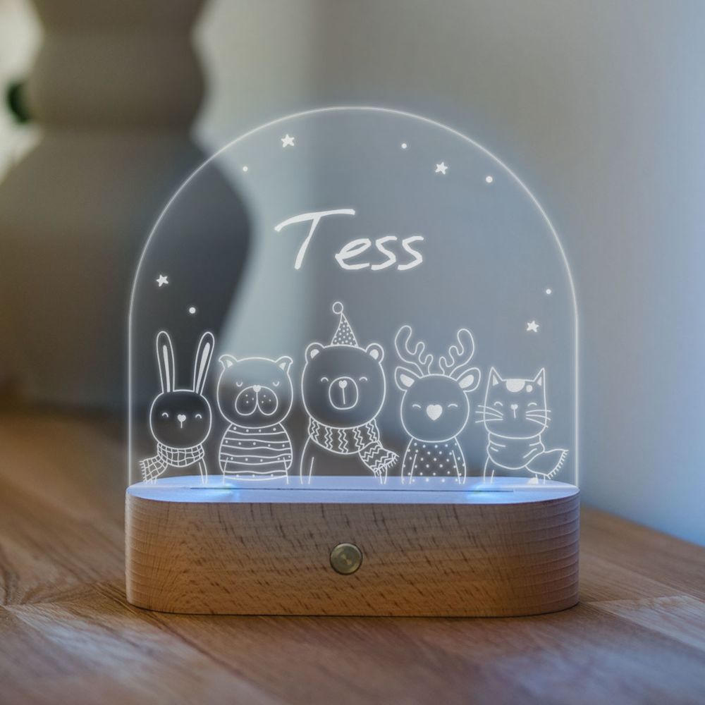Gepersonaliseerde LED-lamp met naam en dieren