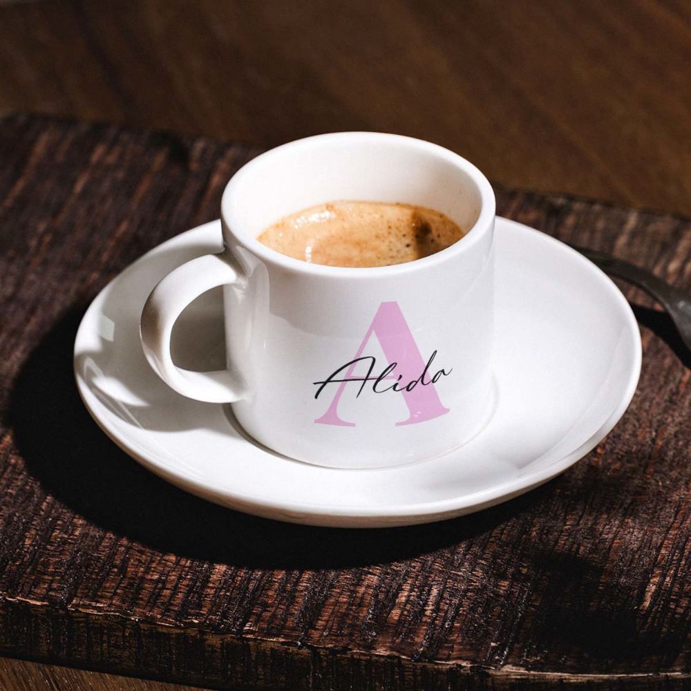 Gepersonaliseerde espresso mok set van 2 met monogram