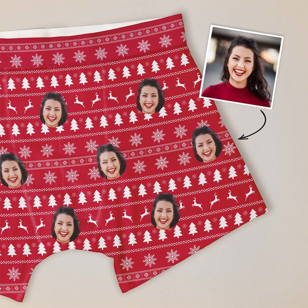 Kerstachtige boxershort met gezicht en patroon