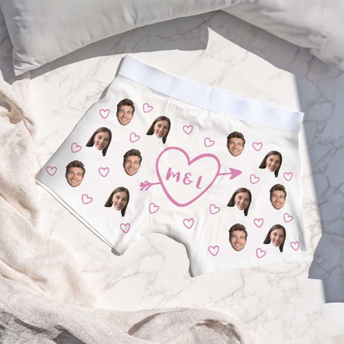 Gepersonaliseerde boxershorts met hartje en initialen
