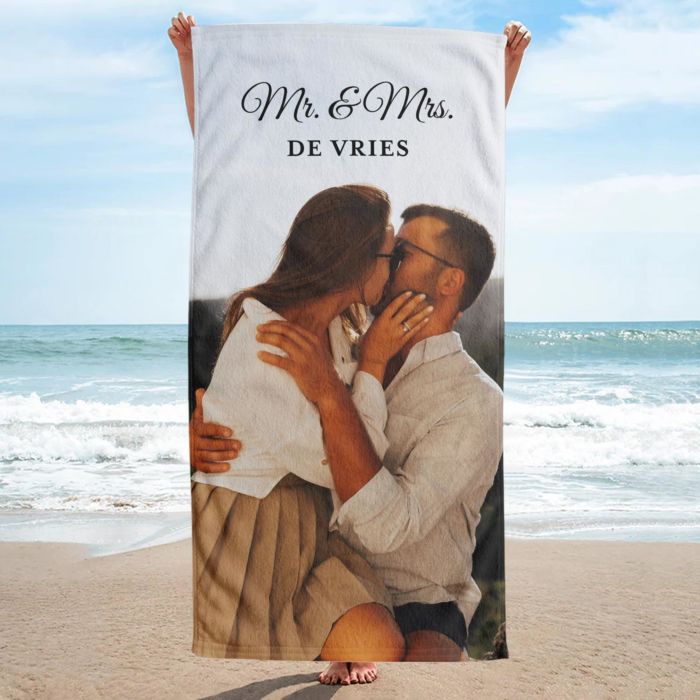 Gepersonaliseerde handdoek met foto en tekst