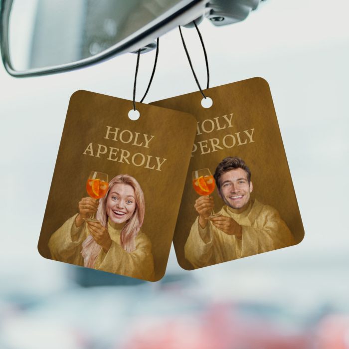 Personaliseerbare geurboom 2-delige set Aperol-design met gezicht