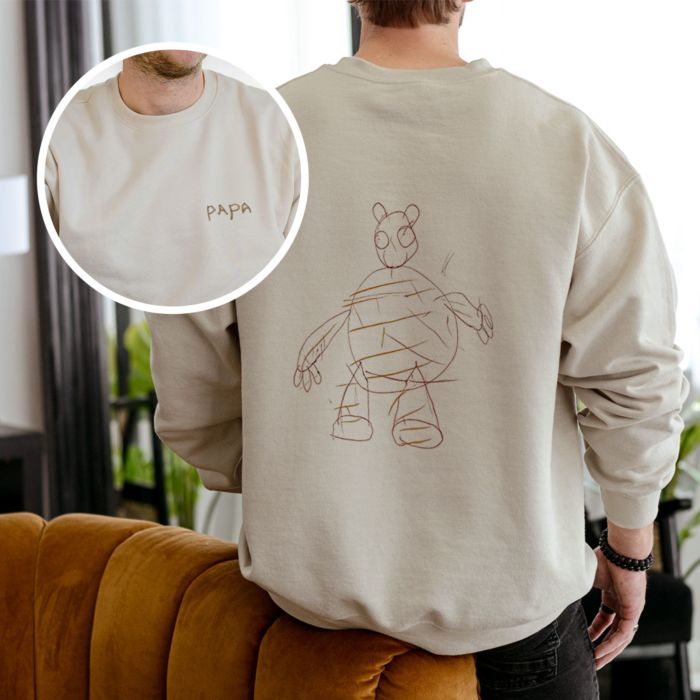 Gepersonaliseerde trui met jouw tekening voor- en achterkant