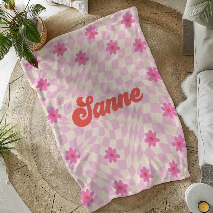 Gepersonaliseerd deken met retro achtergrond en naam